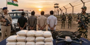 श्रीगंगानगर बॉर्डर पर ड्रोन से आई 60 करोड़ की हेरोइन जब्त, 4 तस्कर गिरफ्तार